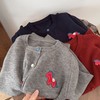 秋冬韩系简约休闲百搭撞色刺绣小马圆领长袖针织开衫 商品缩略图2