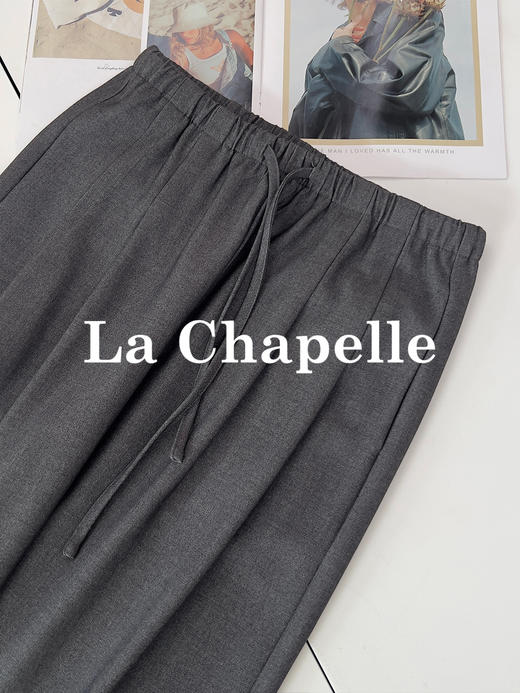 专柜实拍【极简纸片人】拉夏贝尔/La Chapelle绵羊毛高质感！垂感松弛有型高腰系带直筒休闲西裤★ 商品图9