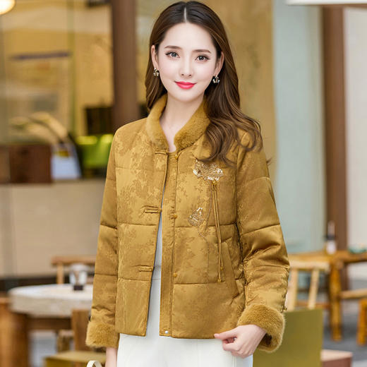 新中式绵羊毛棉服，提花短款棉袄外套QYM59117 商品图2