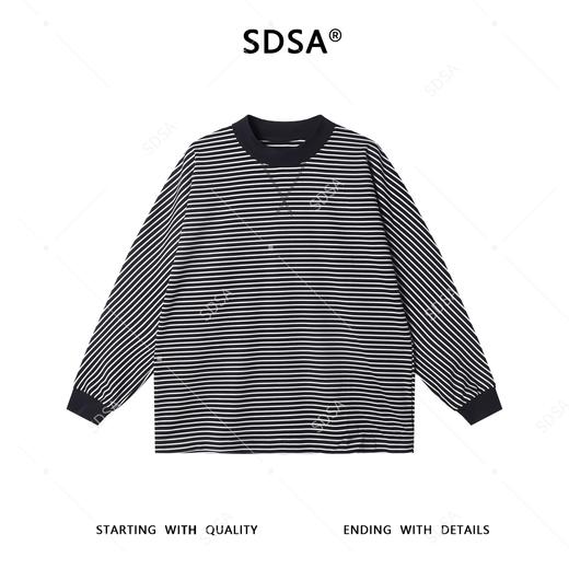 38969SDSA男士秋冬新款痞帅男装休闲百搭撞色条纹缝线圆领长袖T恤宽松 商品图1