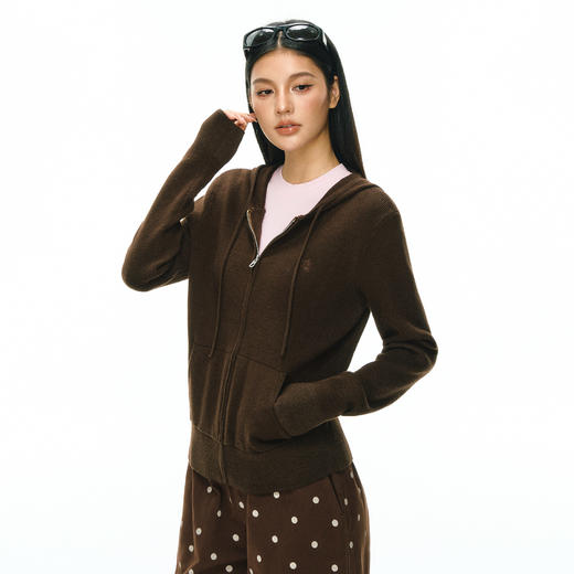 Ariseism 美式复古薄款针织上衣连帽毛衣外套女春季新款 商品图1