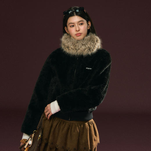 Ariseism 美式复古高级感毛呢外套女秋冬新款加厚保暖上衣 商品图0