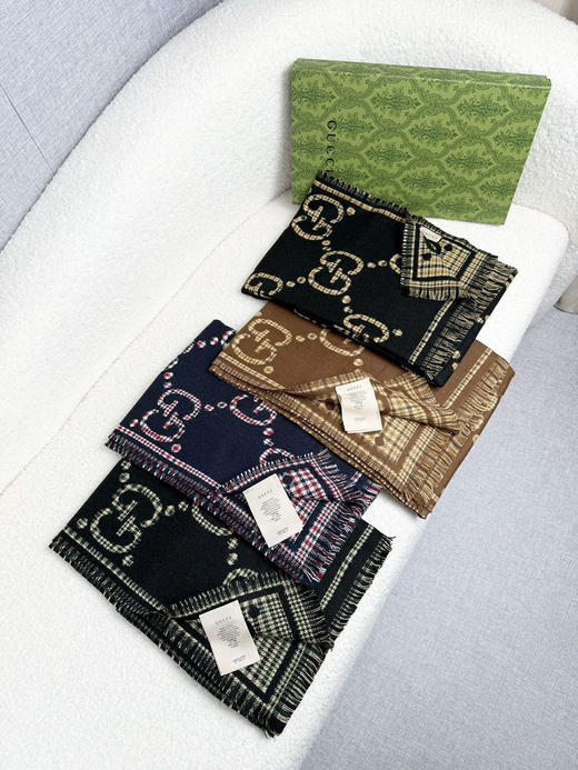 秋冬特惠💰280 古驰围巾【秋冬新款，GG时髦复古双面羊毛围巾！！】 商品图1