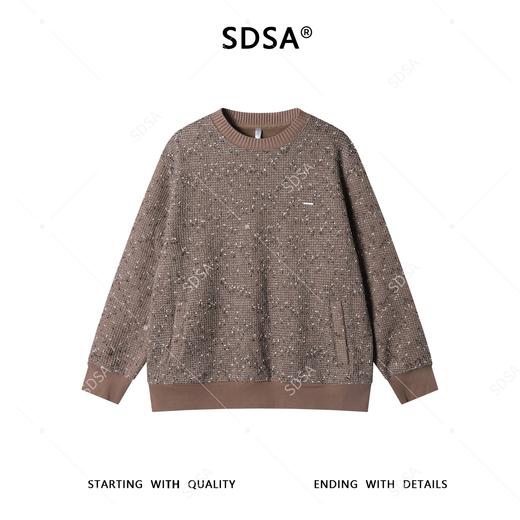 9555SDSA男士秋冬新款痞帅男装时尚复古拼接格子圆领卫衣百搭宽松上衣 商品图1