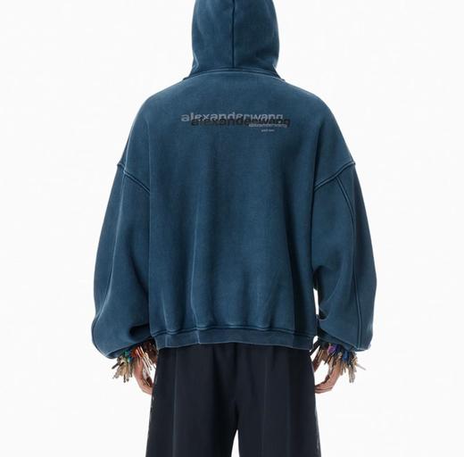 大王 字母刺绣高克重宽松落肩拉链开衫连帽卫衣外套 Z-15788 商品图1