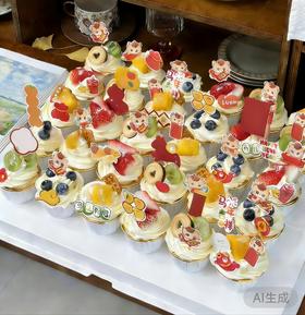 新年年会-聚餐纸杯蛋糕(水果、装饰随机)