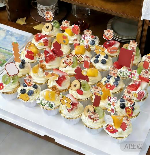 新年年会-聚餐纸杯蛋糕(水果、装饰随机) 商品图0