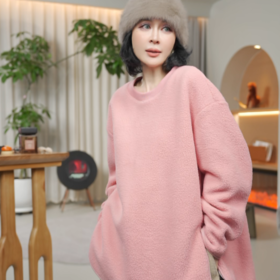 松弛减龄侧拉链颗粒绒感厚款圆领长袖卫衣M9212