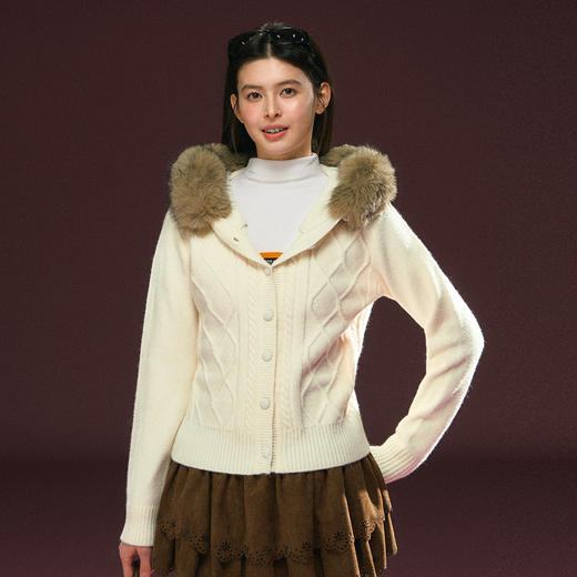 Ariseism 美式复古高级感绞花毛衣外套女秋冬新款加厚上衣 商品图1