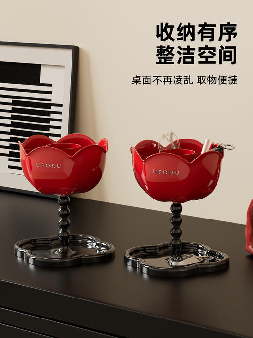 【创意复古 四叶草多用置物架】入户玄关钥匙置物架 客厅卧室装饰摆件 双层塑料花朵收纳整理架 首饰置物架 商品图4