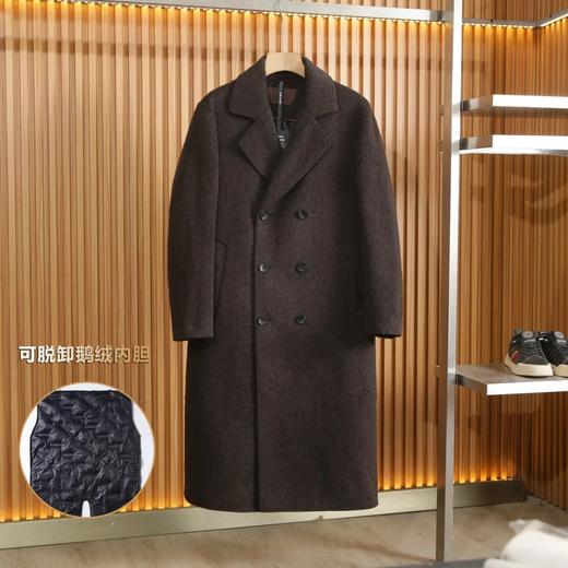 绵羊毛鹅绒内胆冬季高档双面毛呢大衣男长款过膝加厚风衣外套 商品图3