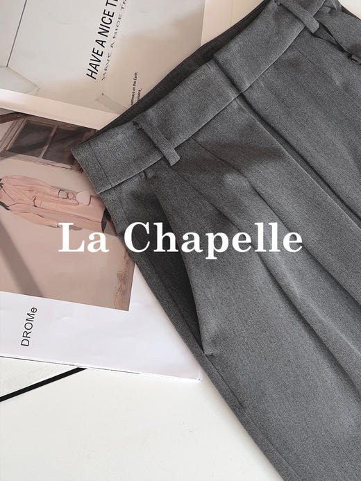 专柜实拍【垂感通勤西裤】拉夏贝尔/La Chapelle实穿百搭/长期主义高腰压褶通勤显瘦休闲长裤 商品图7