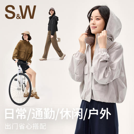 【sw速惟】连帽运动休闲外套女复古防水夹克防风登山服1500 商品图4