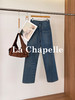 专柜实拍【竖纹/四面弹】拉夏贝尔/La Chapelle高腰显瘦牛仔裤女2026新款窄版直筒阔腿长裤 商品缩略图2