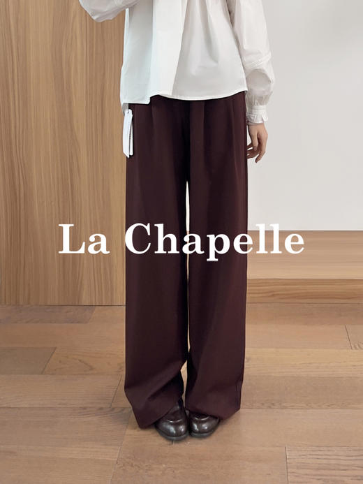 专柜实拍【极简纸片人】拉夏贝尔/La Chapelle绵羊毛高质感！垂感松弛有型高腰系带直筒休闲西裤★ 商品图3