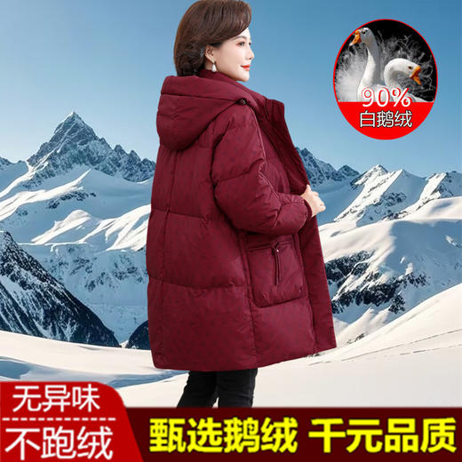 丁摩 白鹅绒羽绒服女中长款妈妈宽松大码加厚时尚冬外套5ZF-89 商品图3