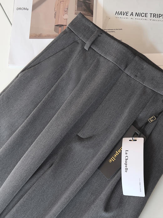 专柜实拍【垂感通勤西裤】拉夏贝尔/La Chapelle实穿百搭/长期主义高腰压褶通勤显瘦休闲长裤 商品图9