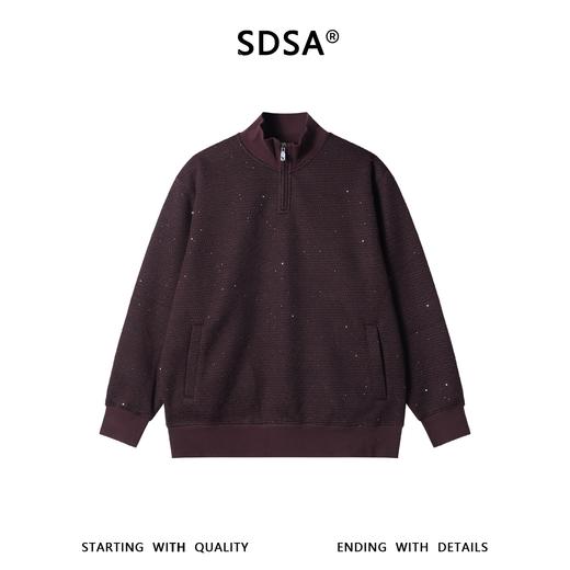 9553SDSA男士秋冬新款痞帅男装美式复古亮片半拉链立领卫衣百搭宽松潮 商品图1