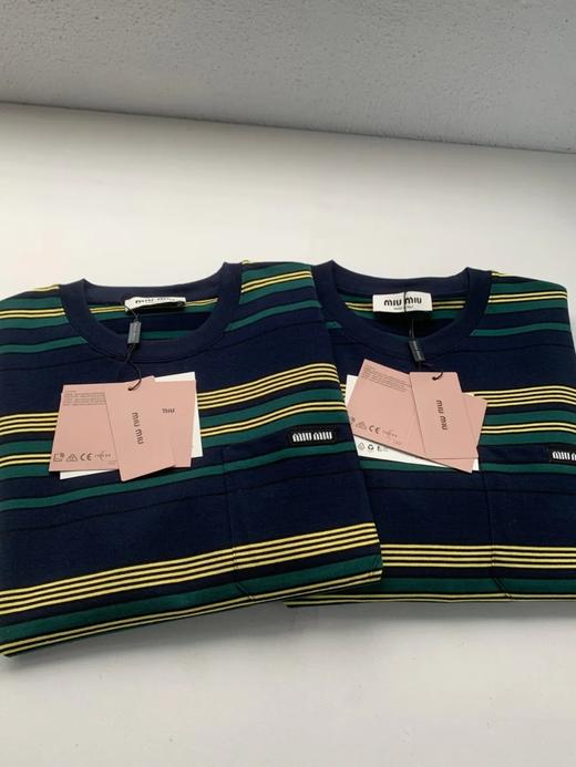 【xjwm1】早春系列！女士时尚条纹撞色复古棉质圆领短袖T恤！！ 商品图1