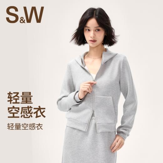 【sw速惟】连帽卫衣外套女秋冬灰色短款拉链帽衫1484 商品图3