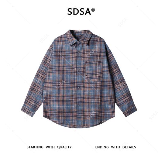88551SDSA男士秋冬新款痞帅男装极简风休闲撞色格子翻领长袖衬衫百搭 商品图1