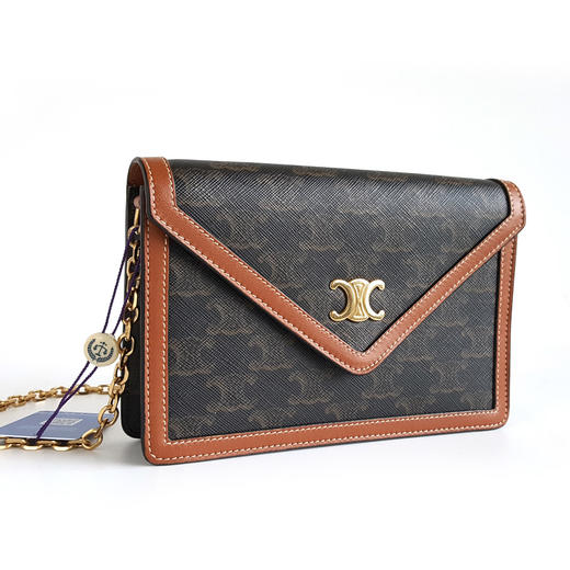 【95新】CELINE思琳棕色老花凯旋门信封WOC链条包单肩包女士 311225TB32 商品图2