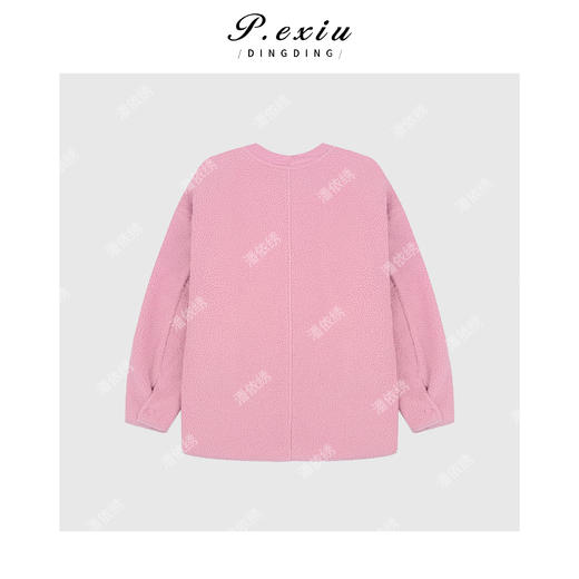 松弛减龄侧拉链颗粒绒感厚款圆领长袖卫衣M9212 商品图2