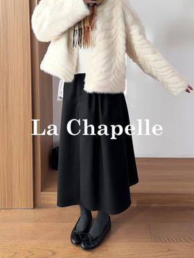 专柜实拍【超模伞裙】拉夏贝尔/La Chapelle立体捏褶高腰显瘦A字长款半身裙~垂感不易皱
