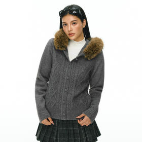 Ariseism 美式复古高级感绞花毛衣外套女秋冬新款加厚上衣