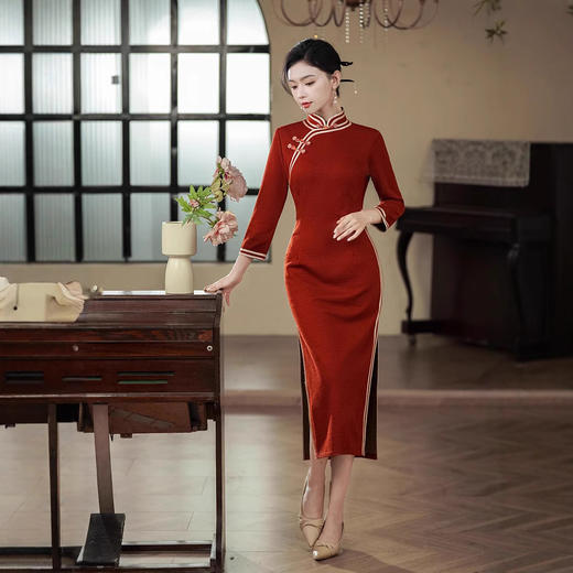 妈妈修身年轻款改良优雅旗袍淑女GX81113 商品图2