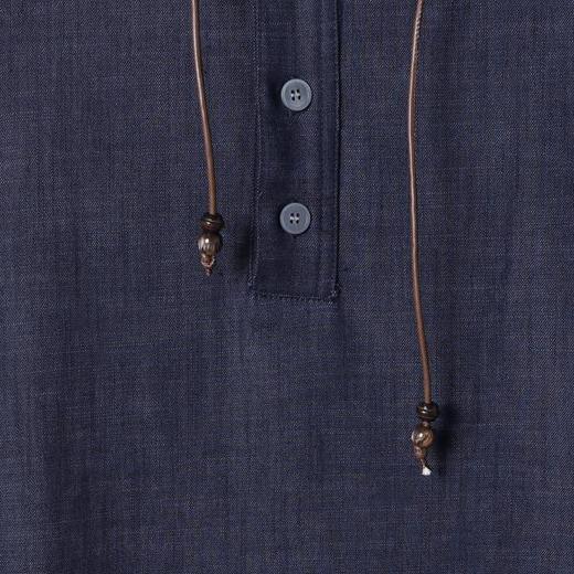 61080SDSA秋冬新款痞帅男装简约半纽扣长袖连帽T恤百搭下摆松紧设计潮 商品图3