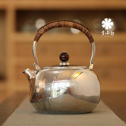 李小白银壶 纯银9999烧水壶 银壶烧水壶 烧水银壶 银壶 茶壶 达摩 商品图0