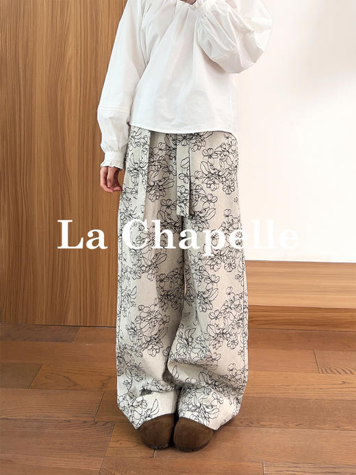 专柜实拍【复古印花/高克重】拉夏贝尔/La Chapelle质感有型！高腰宽松垂感牛仔裤显瘦显高拖地裤★ 商品图2