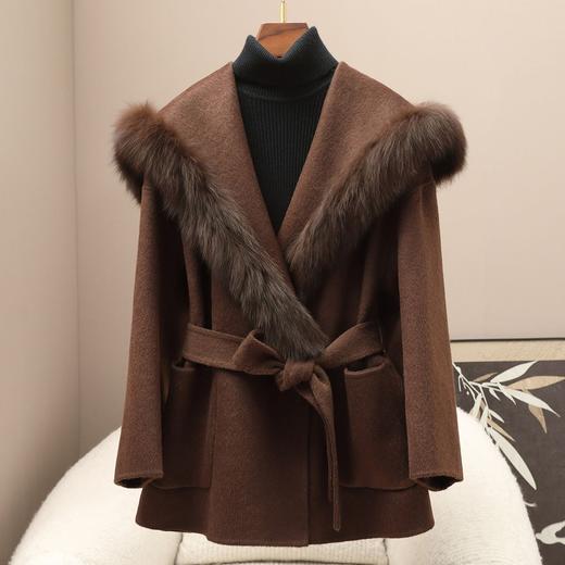 丁摩 冬季新品100%羊毛中长款毛呢大衣简约韩版毛呢双面呢外套女5ZF-02C 商品图1