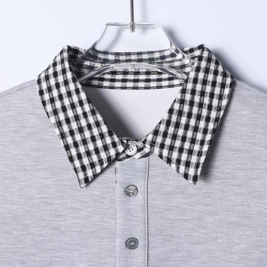 2616009SDSA男士秋冬新款痞帅男装韩版格子拼接翻领假两件卫衣百搭宽松 商品图2