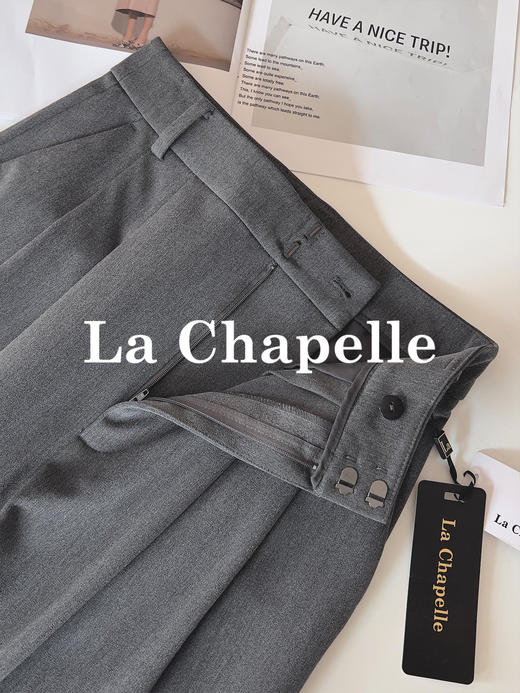 专柜实拍【垂感通勤西裤】拉夏贝尔/La Chapelle实穿百搭/长期主义高腰压褶通勤显瘦休闲长裤 商品图8