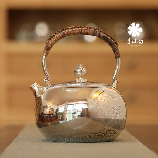 李小白银壶 纯银9999烧水壶 银壶烧水壶 烧水银壶 银壶 茶壶 兰花壶 商品图0