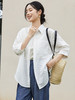 式慵懒风白色条纹天丝衬衫女 翻领中袖刺绣口袋宽松防晒衫 小个子通勤百搭上衣 商品缩略图0