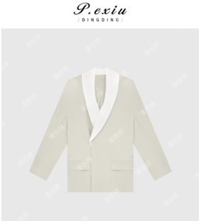 04-6潘依绣丁丁宠粉新款小众设计感荡领宽松拼接撞色西装外套W6110