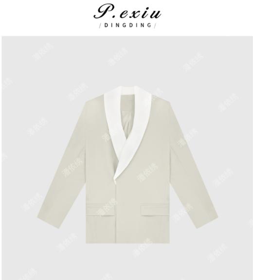 04-6潘依绣丁丁宠粉新款小众设计感荡领宽松拼接撞色西装外套W6110 商品图0