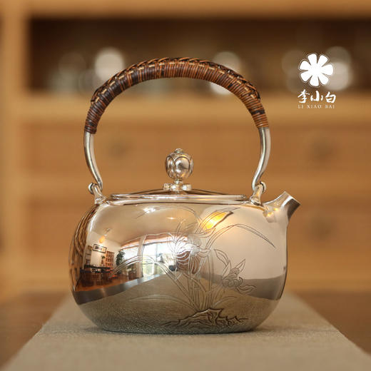 李小白银壶 纯银9999烧水壶 银壶烧水壶 烧水银壶 银壶 茶壶 兰花壶 商品图3