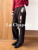 专柜实拍【小众设计感】拉夏贝尔/La Chapelle高腰松紧时髦撞色休闲裤小个子显瘦直筒裤 商品缩略图5