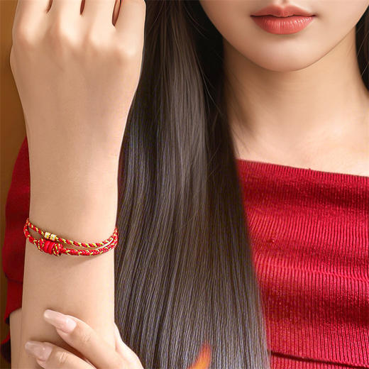 【新品首发】黄金足金3D转运珠镶嵌红宝石钻石 搭配手绳玉石女士礼物 MEMORA诗普琳HP880101 商品图2