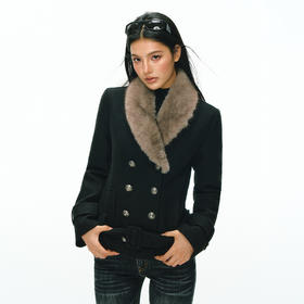 Ariseism 美式复古高级感短双排扣外套女冬季新款修身上衣