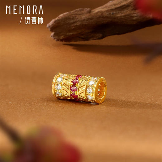 【新品首发】黄金足金3D转运珠镶嵌红宝石钻石 搭配手绳玉石女士礼物 MEMORA诗普琳HP880101 商品图3