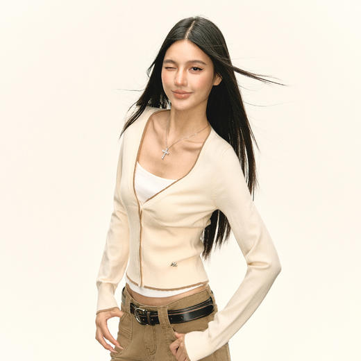 Ariseism 美式复古高级感针织开衫女秋冬新款内搭打底上衣 商品图2