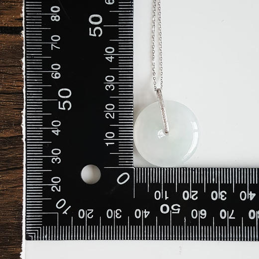 【天然正品】A货翡翠AU750白金镶钻镶天然冰种平安扣造型翡翠（吉祥如意）吊坠项链28.3*23.8*4.4MM（皆取最大值）281225NJS29 商品图2