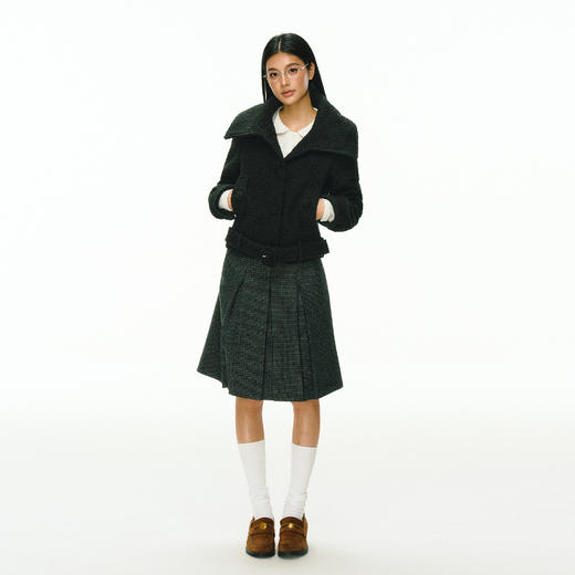 Ariseism 美式复古大翻领短款毛呢外套女春季新款收腰上衣 商品图2