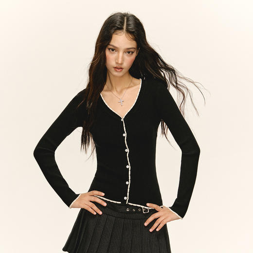 Ariseism 美式复古高级感针织开衫女秋冬新款内搭打底上衣 商品图1