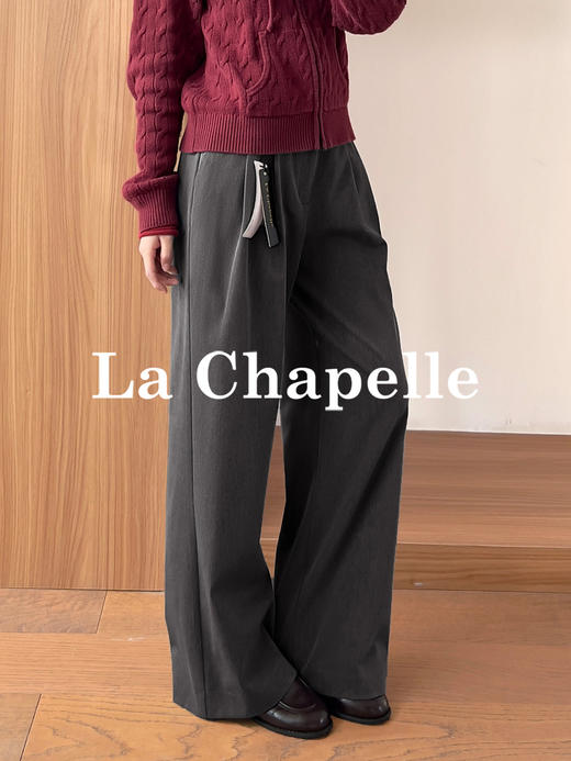 专柜实拍【垂感通勤西裤】拉夏贝尔/La Chapelle实穿百搭/长期主义高腰压褶通勤显瘦休闲长裤 商品图5